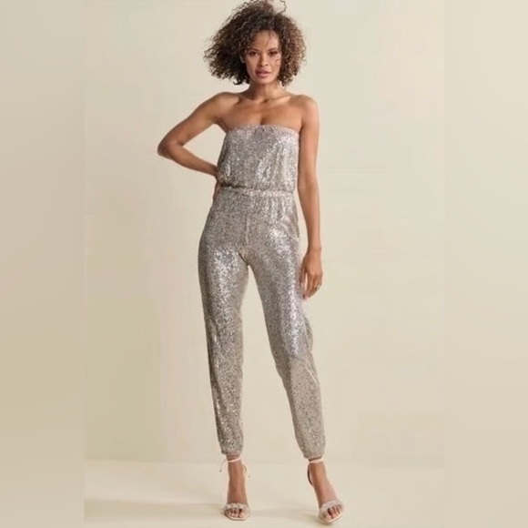 VENUS Sequin Jumpsuit White/Silver size Large NWOT - Picture 12 of 12